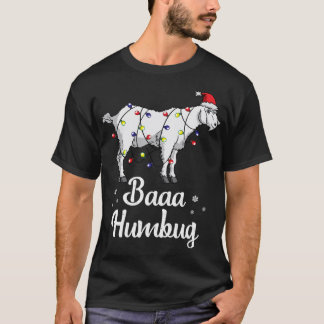 Camiseta Baaa Humbug Goat Santa Hat E Luzes Gozam Lover C