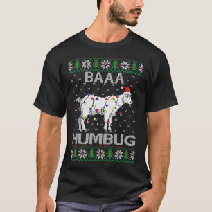 Camiseta Baaa Humbug Goat Santa Hat O Natal Luz Feia S