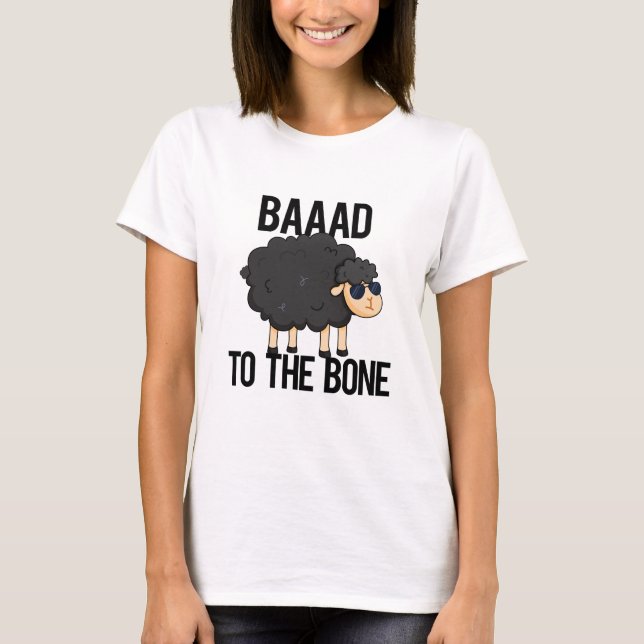 Camiseta Baaaad Para O Bone Engraçado Pun Ovino Negro (Frente)