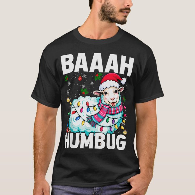 Camiseta Baaah Humbug Sheep Xmas Lights Funny Anti Christma (Frente)