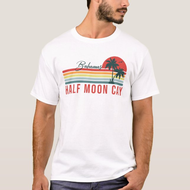Camiseta Baamas de meia-lua retro Férias Sunset 60 (Frente)