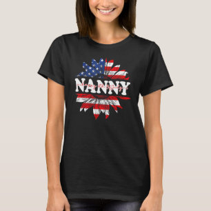 Camiseta Babá Americana de Girassol Bandeira Patriótica dos