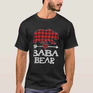 Camiseta Baba Bear Christmas Pajama Red Xadrez Buffalo Famí