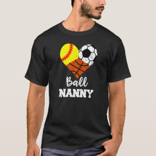 Camiseta Babá de Ball Nanny Heart Softball Soccer Nanny