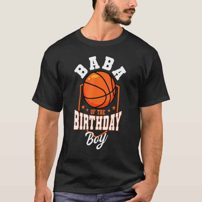 Camiseta Baba Do Aniversário Do Tema De Basquete Bday Par (Frente)