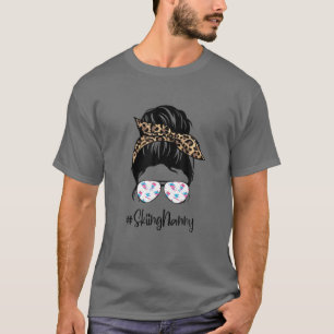 Camiseta Babá esquiando Cabelo Mensageiro Freado Leopardo