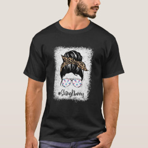 Camiseta Babá esquiando Cabelo Mensageiro Freado Leopardo