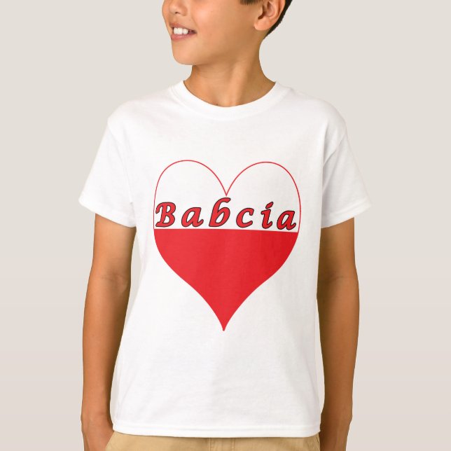 Camiseta Babcia Polonês Heart (Frente)
