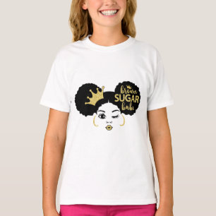 Camiseta Babe de Açúcar Mascavo em Preto e Dourado
