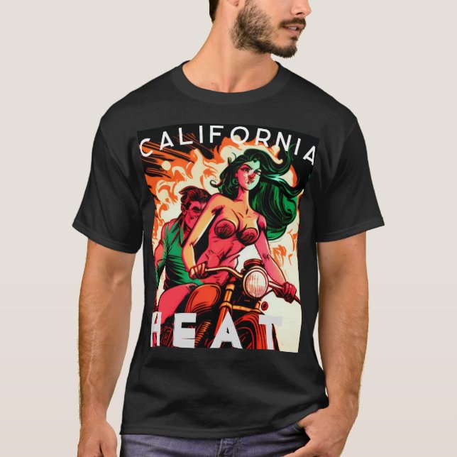 Camiseta Babe de motocicleta "California Heat" (Frente)