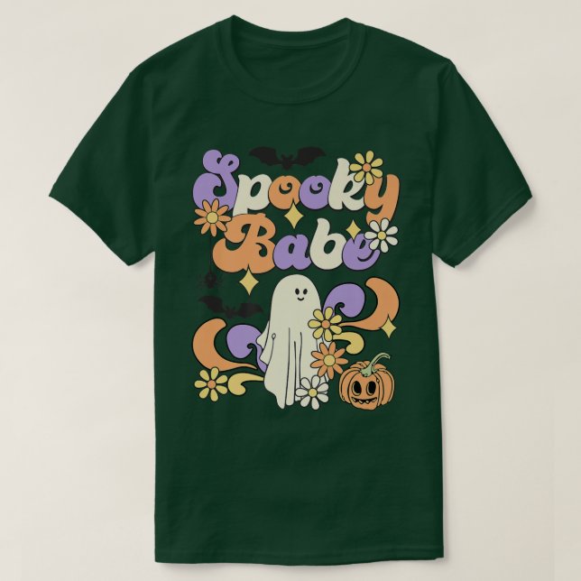 Camiseta Babe Floral Ghost Boo Mãe E Bebê Correspondendo (Frente do Design)