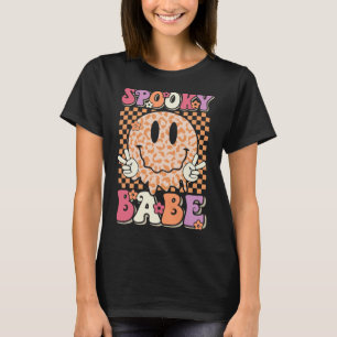 Camiseta Babe Groovy Halloween Leopard Sorri Olhado
