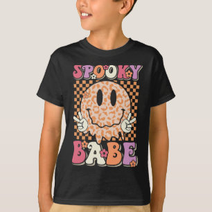 Camiseta Babe Groovy Halloween Leopard Sorri Olhado