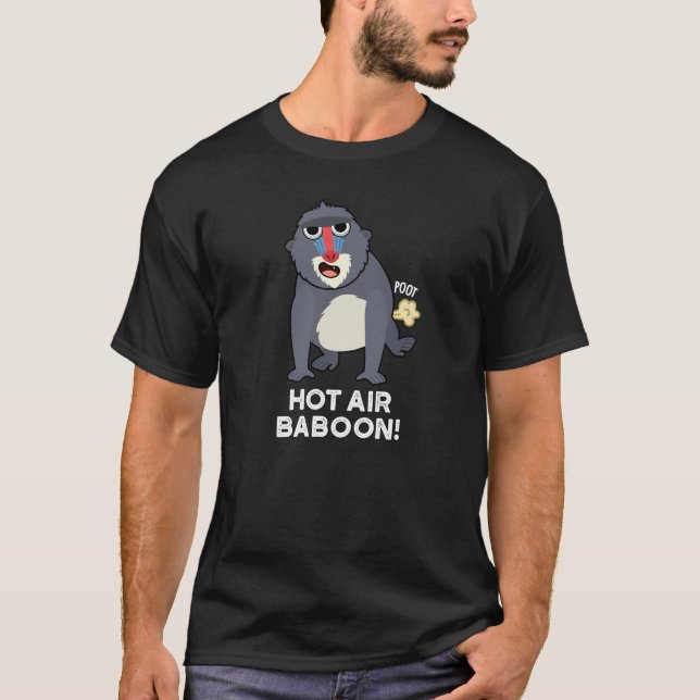 Camiseta Baboon de Ar Quente Engraçado Macaco Farto Pun Dar (Frente)