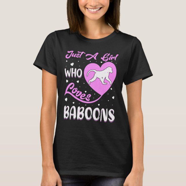 Camiseta Baboon De Forma Cardíaca Apenas Uma Menina Que Ama (Frente)