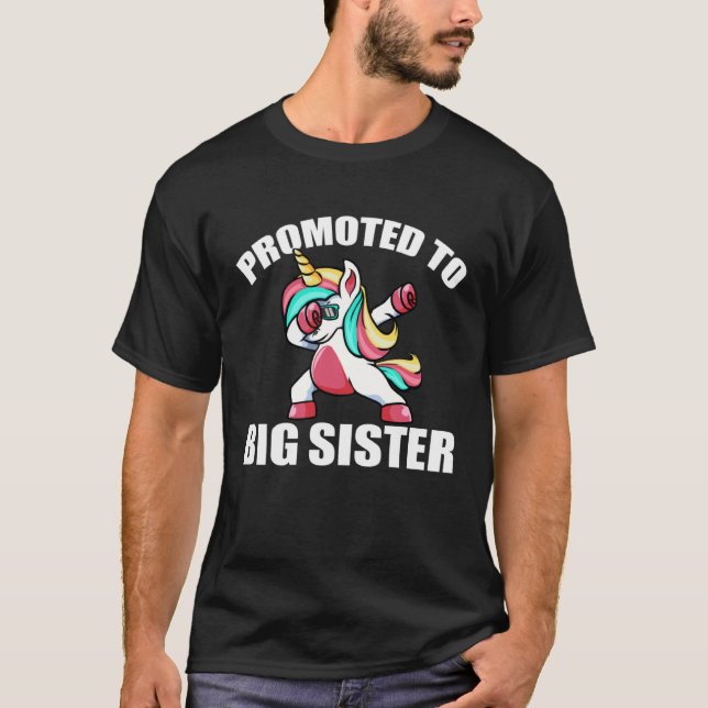 Camiseta Baby Announcement Dab Unicorn  Promoted To Big Sis (Frente)
