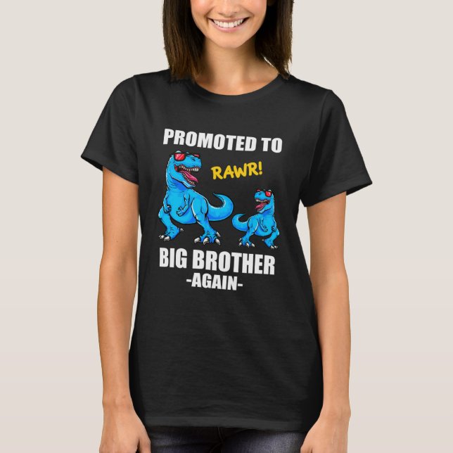 Camiseta Baby Announcement Dinosaur  Promoted To Big Brothe (Frente)