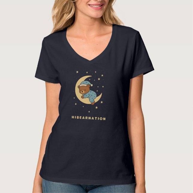 Camiseta Baby Bear Hibernating on Moon (Frente)