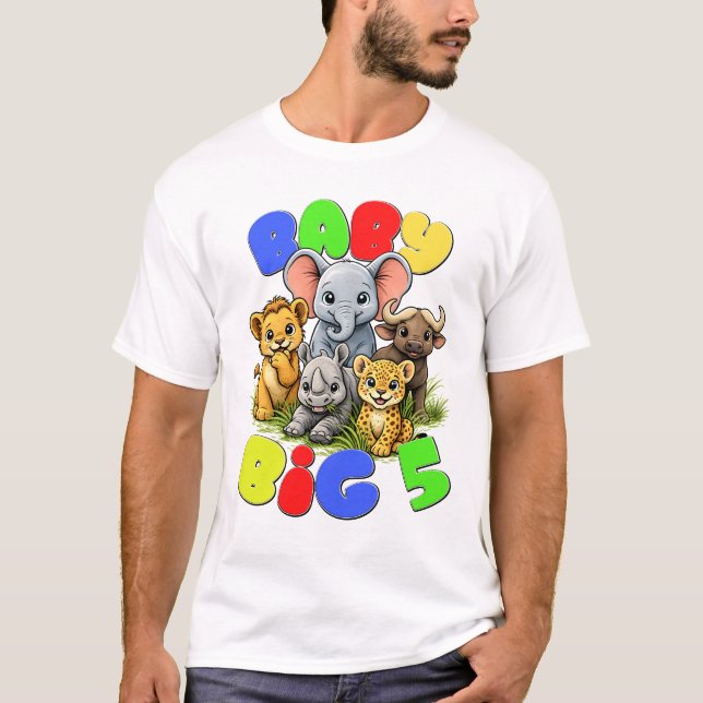 Camiseta Baby Big 5 Cute Safari Nursery Illustration. (Frente)