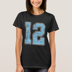 Camiseta Baby Blue White Number 12 Jersey Player Uniform #1