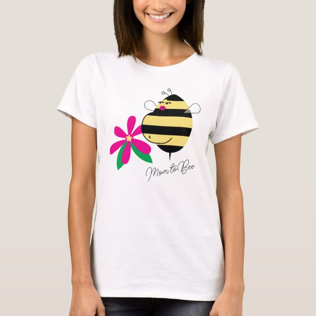 Camiseta Baby Bump Pink Floral Mom to Bee (Frente)