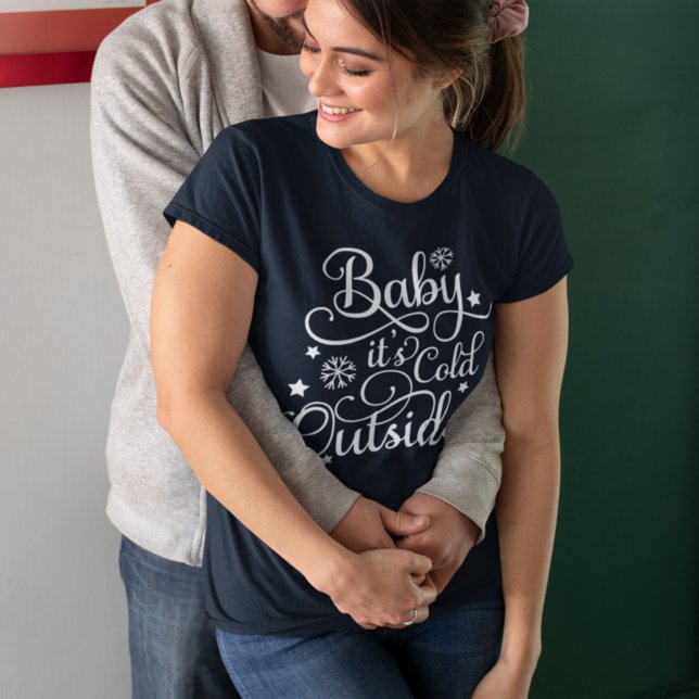 Camiseta Baby Está Frio Lá Fora Azul Marinho Feminino Féria (Criador carregado)