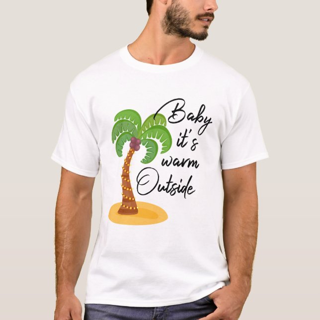 Camiseta Baby está quente lá fora // Feliz Natal tropical (Frente)