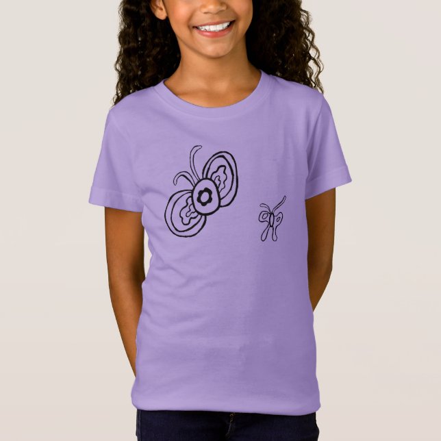 Camiseta Baby Flutterfly B&W Doodle T-Shirt (Frente)