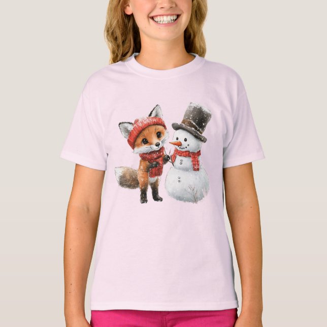 Camiseta Baby Fox e Snowman (Frente)