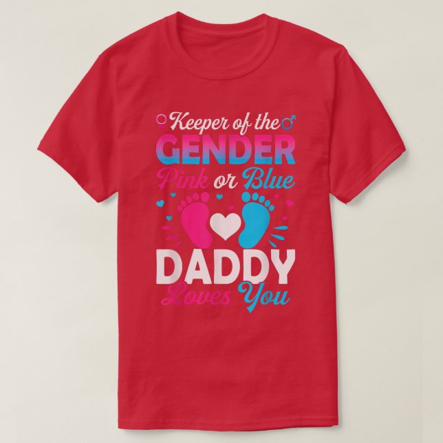 Camiseta Baby Gender Reveal Shower Pink Or Blue Daddy Loves (Frente do Design)