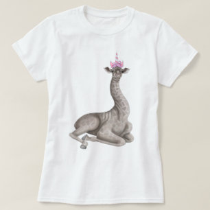 Camiseta Baby Giraffe com chapéu de unicórnio