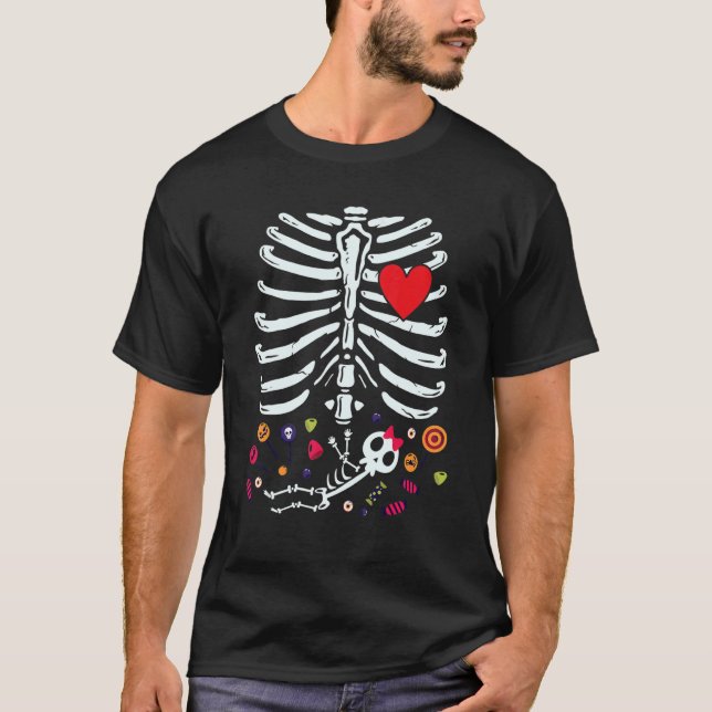 Camiseta Baby Girl Skeleton Gravidez Anúncio Raio X (Frente)