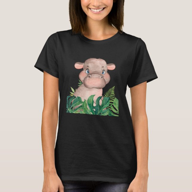 Camiseta Baby Hippopotamus Safari Jungle Animal Boys Girls  (Frente)