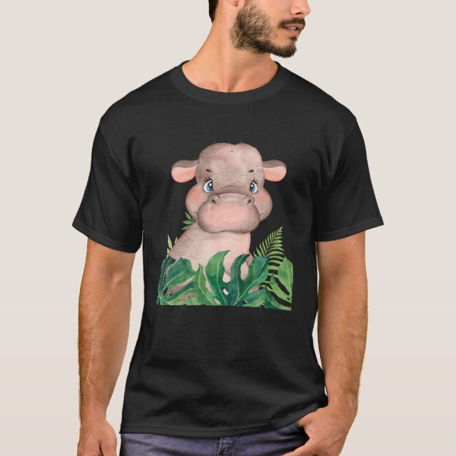 Camiseta Baby Hippopotamus Safari Jungle Animal Boys Girls  (Frente)