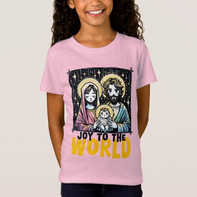 Camiseta Baby Jesus : Joy to the World: The Holy Family (Frente)