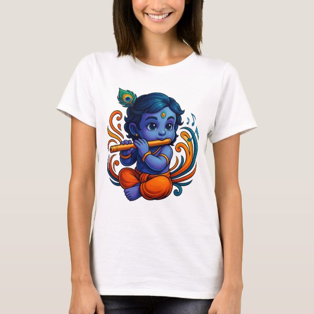 Camiseta Baby Krishna com Flauta - Víbias da Paz | 3D vibra (Frente)