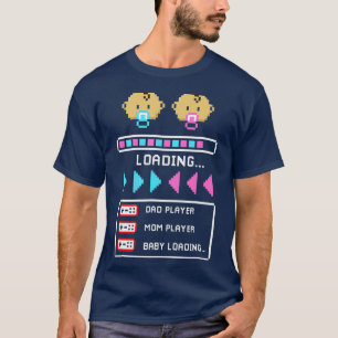 Camiseta Baby Loading Gaming Pai Gênero Revise Gamer Mãe