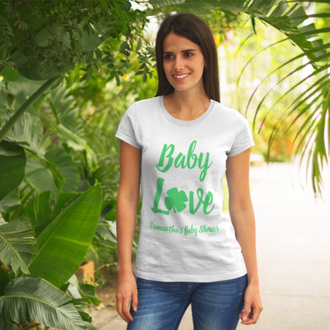 Camiseta Baby Love Shamrock Chá de fraldas (Criador carregado)