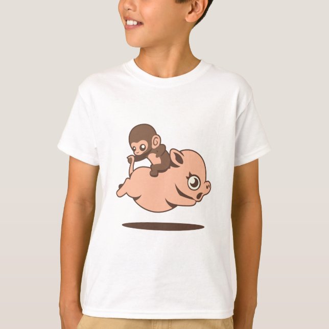 Camiseta Baby Monkey (Going Backwards on a Pig) (Frente)