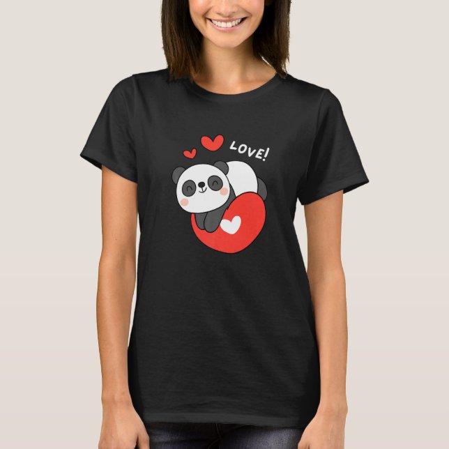 Camiseta Baby Panda on Heart Dia de os namorados Love (Frente)