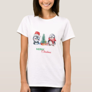 Camiseta Baby Penguin Papais noeis Red Green Felry Festa de