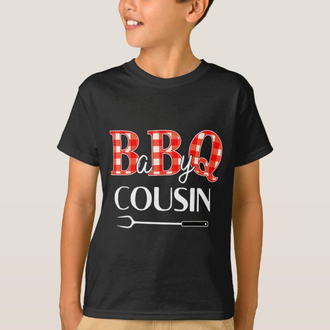Camiseta Baby Shower Cousin Bbq Party Cute Matching Family  (Frente)