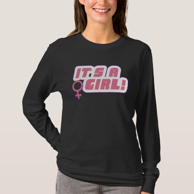 Camiseta Baby Shower It s A Girl Gender Reveal (Frente)