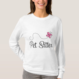 Camiseta Baby-sitter cor-de-rosa bonito do animal de