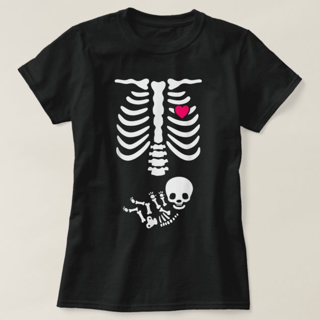 Camiseta Baby Skeleton Gravidez Anúncio Raio-X Engraçado H (Frente do Design)
