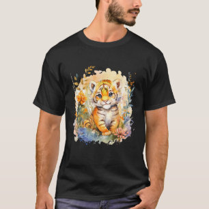 Camiseta Baby Tiger Safari Animal Watercolor Floral