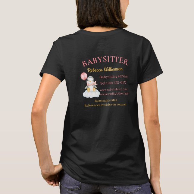 Camiseta Babysitter Cute Penguin Business (Verso)