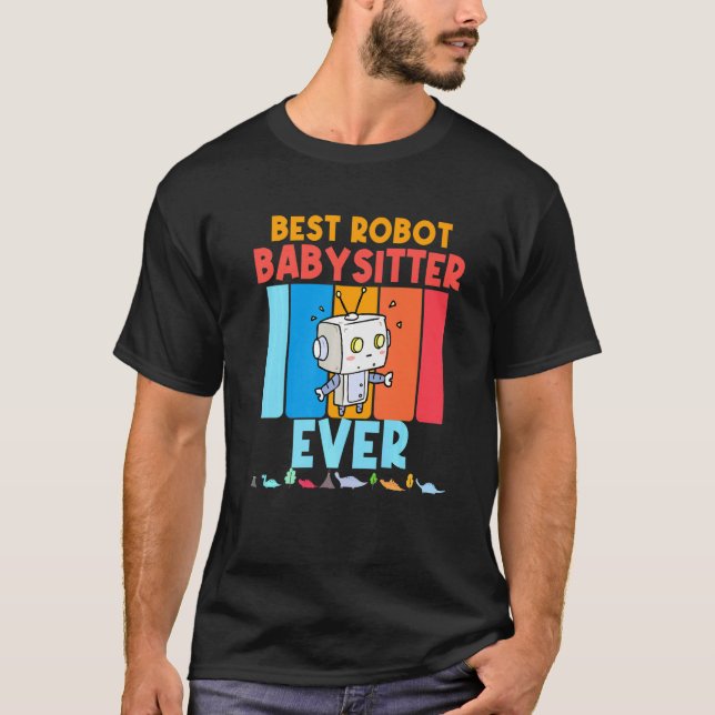 Camiseta Babysitting é incrível Babysitter Robot Boys Menin (Frente)
