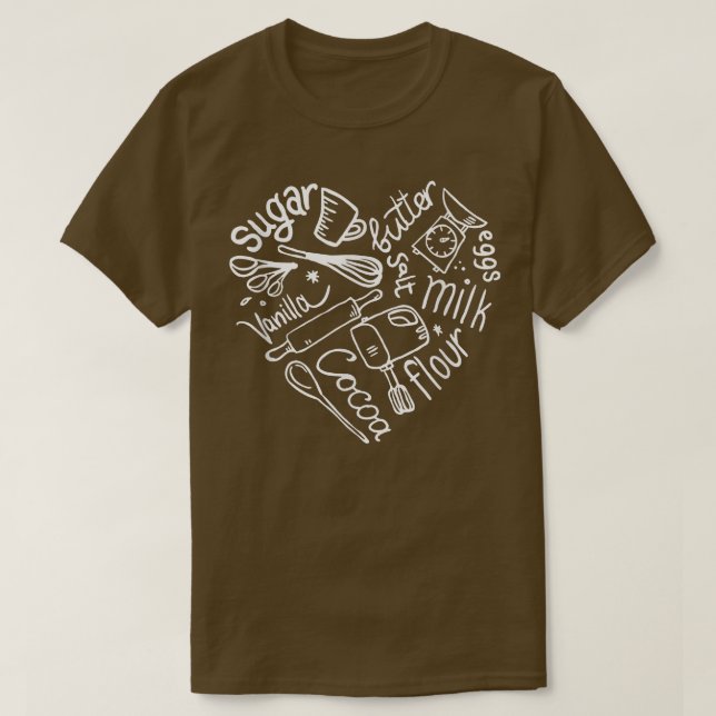 Camiseta Bacery Tee Baking Heart Lover Chef Mãe Cookie Bak (Frente do Design)