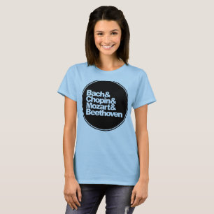 Camiseta Bach, Chopin e Mozart e Beethoven